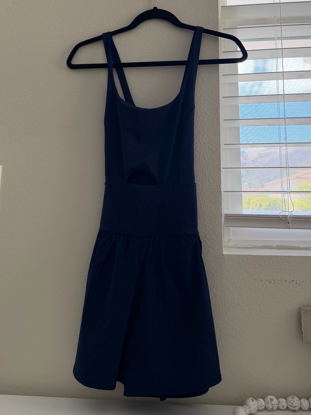 Athletic Sleeveless Navy Cutout Fit & Flare Romper